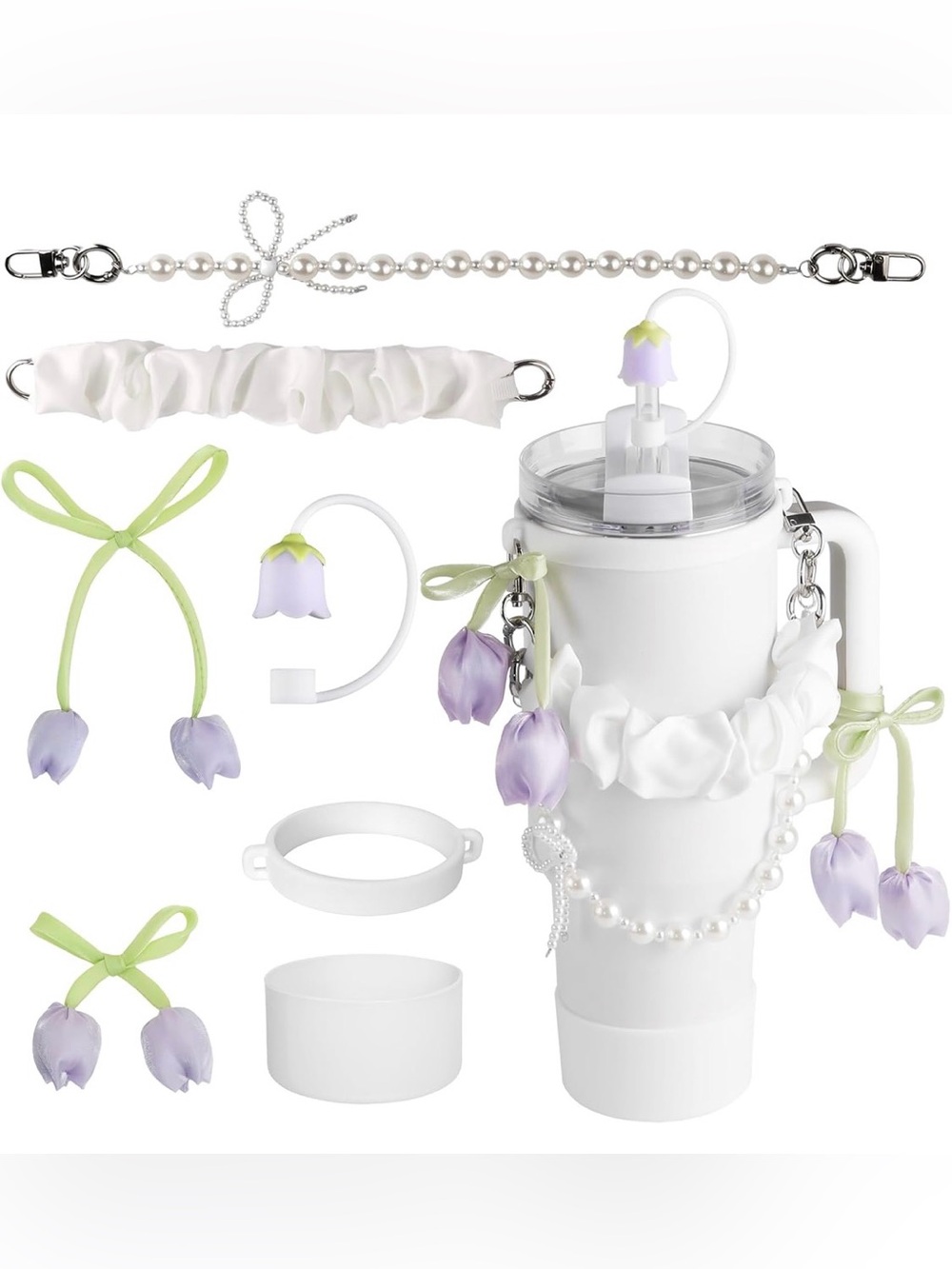 7 PCS Lavender Flower Cup Charm Set